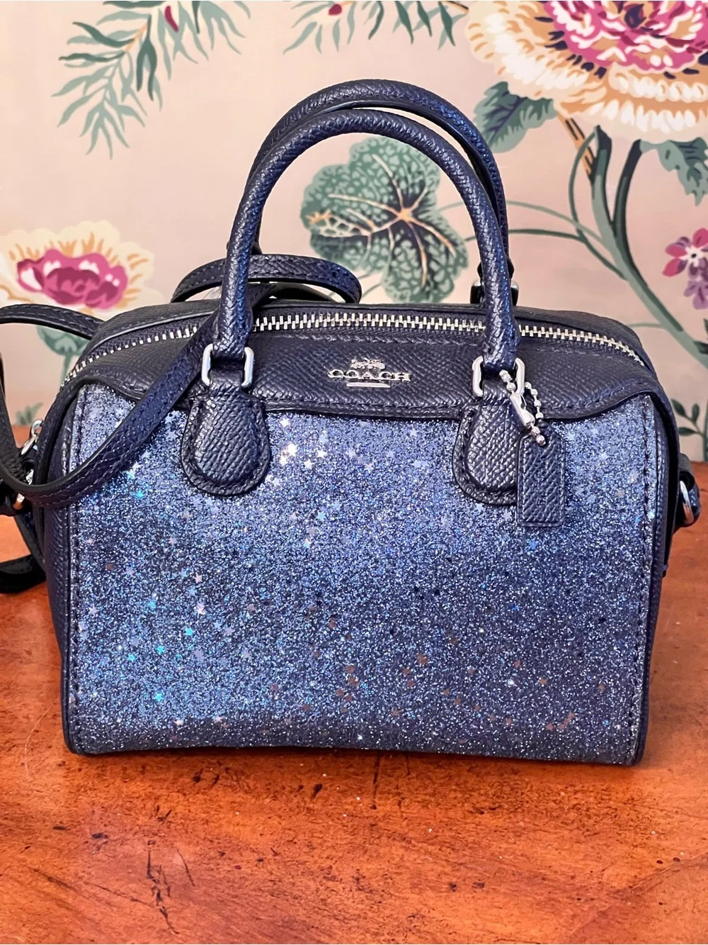 Coach Vintage Midnight Blue Star Glitter Bennett Micro Crossbody Handbag NWT